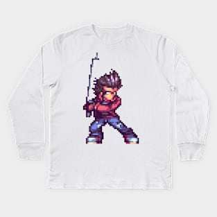 Travis Touchdown Custom Sprite Kids Long Sleeve T-Shirt